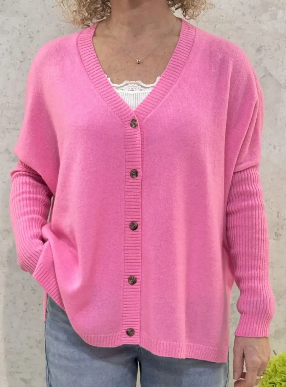 Absolut Cashmere Cardigan Paula bubble gum neon