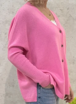 Absolut Cashmere Cardigan Paula bubble gum neon