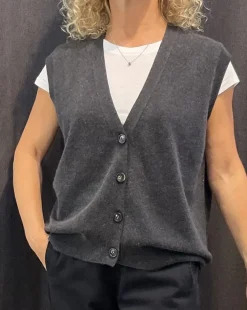 Caroline Cashmere Waistcoat charcoal grey