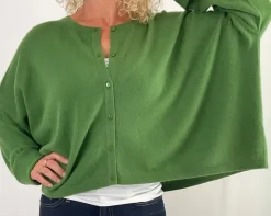 Caroline Crew Cardigan leaf green