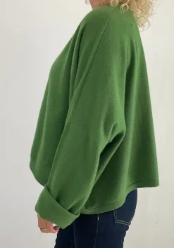 Caroline Crew Cardigan leaf green