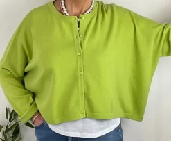 Caroline Crew Cardigan lime