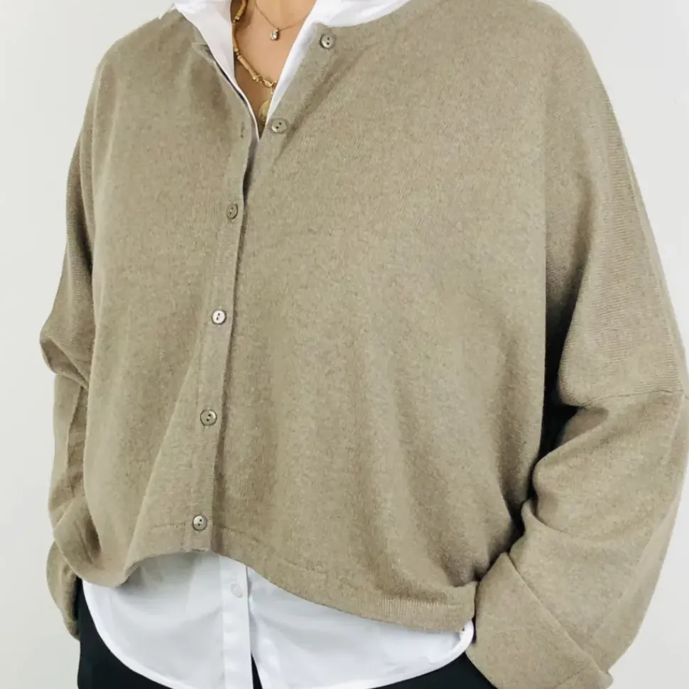 Caroline Crew Cardigan Taupe