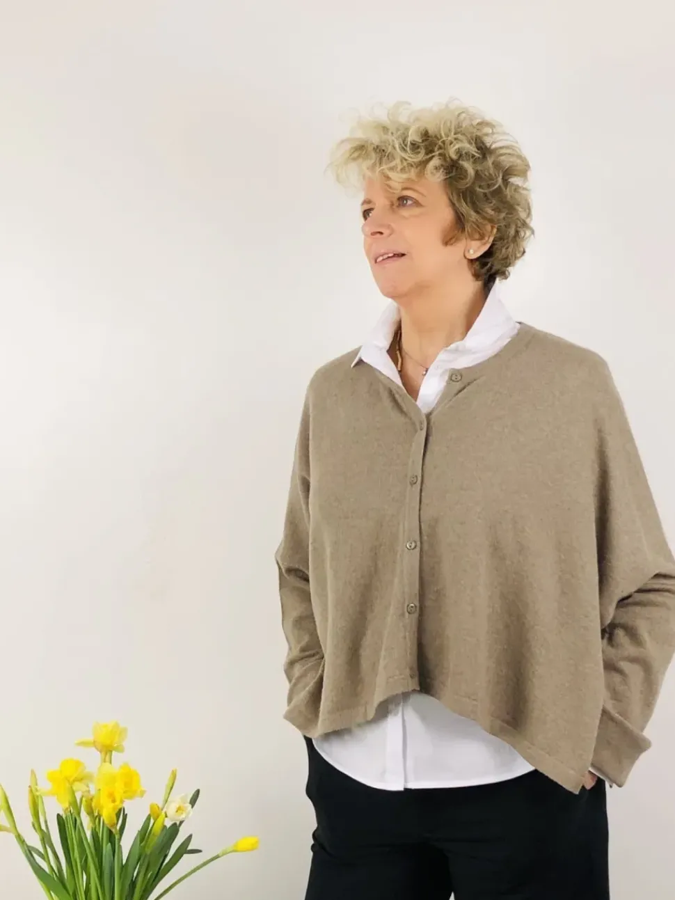 Caroline Crew Cardigan Taupe