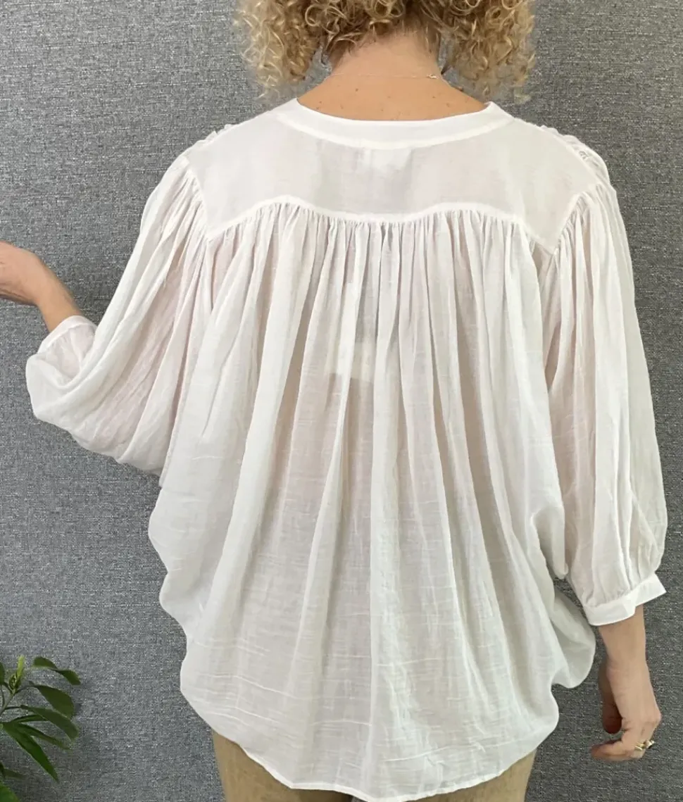 Diega Blouse Celeste white