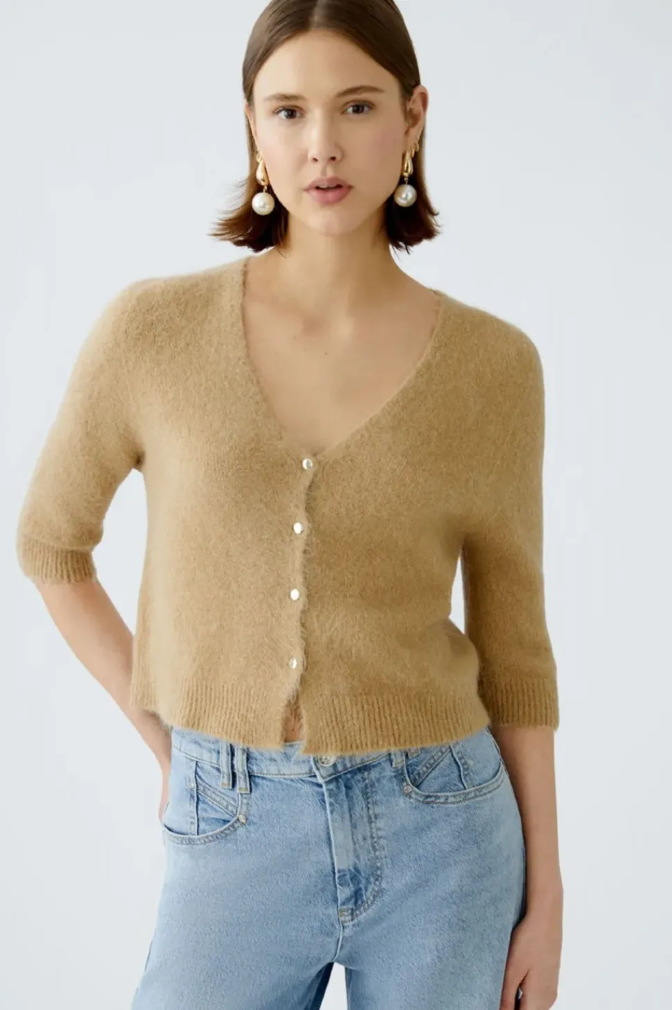 Oui Cardigan desert tan