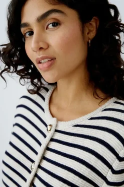 Oui Cardigan white blue