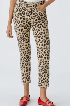 Oui Jeans Cropped leopard