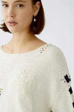 Oui Jumper white blue