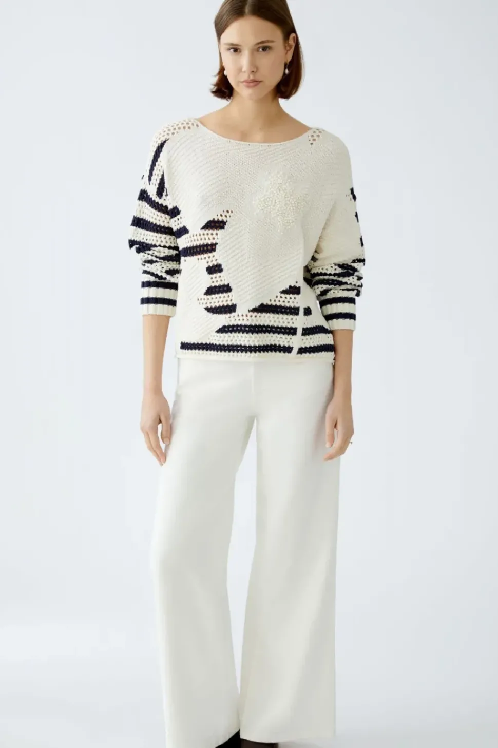 Oui Jumper white blue