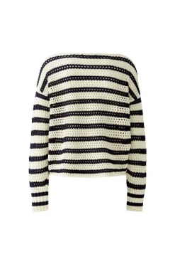 Oui Jumper white blue