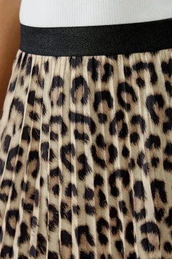 Oui Leopard Skirt Camel grey