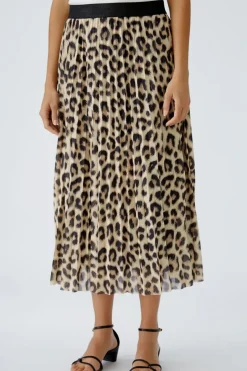 Oui Leopard Skirt Camel grey