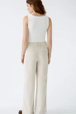 Oui Trouser Cord light beige melange