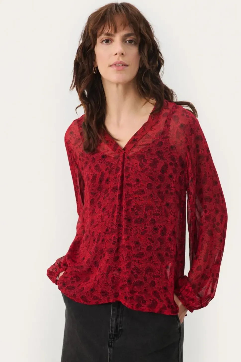 Part Two Blouse Ditte salsa leaf print