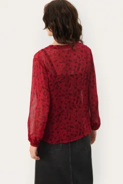 Part Two Blouse Ditte salsa leaf print