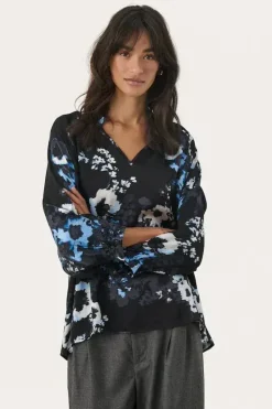 Part Two Blouse Elsia navy blurred flower
