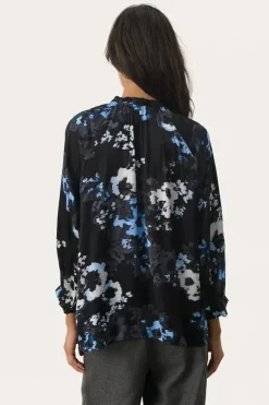 Part Two Blouse Elsia navy blurred flower
