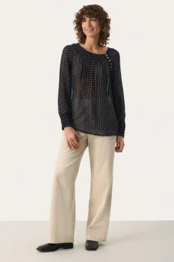 Part Two Blouse Laja dark navy dot
