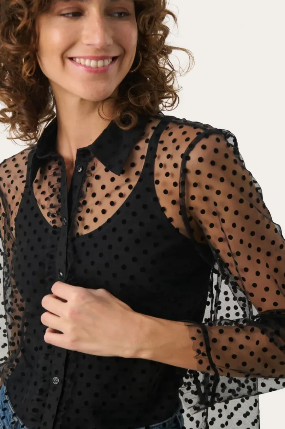 Part Two Blouse Marrike black flock dot