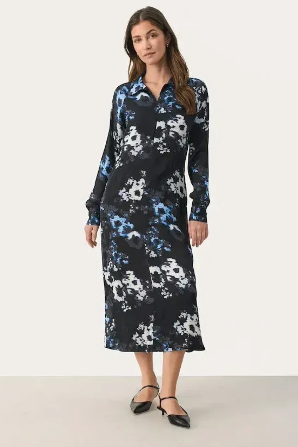 Part Two Dress Lamiya navy blurred flower