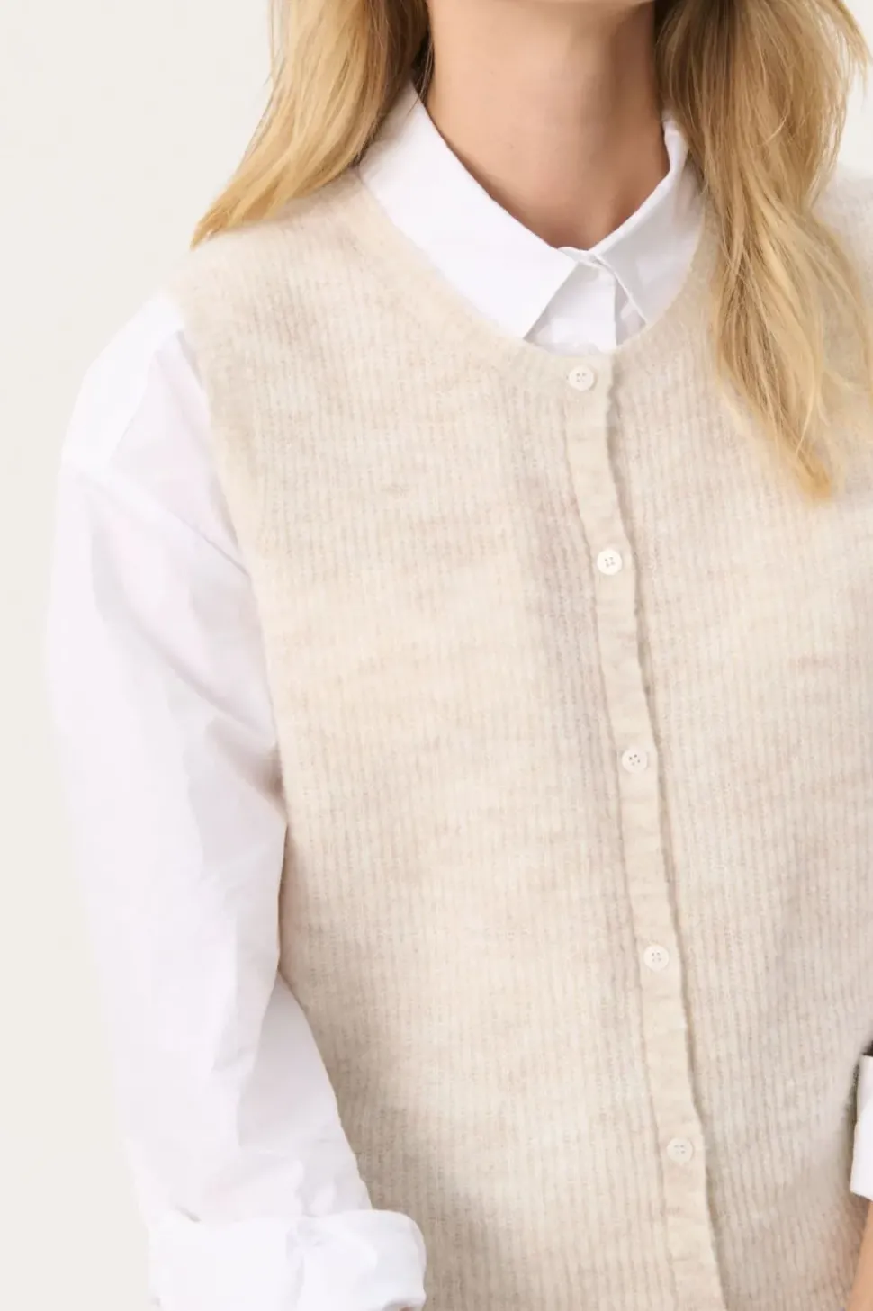 Part Two Knitted Waistcoat birch melange