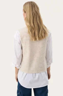 Part Two Knitted Waistcoat birch melange