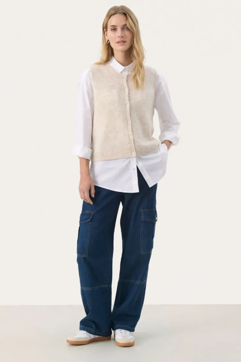 Part Two Knitted Waistcoat birch melange
