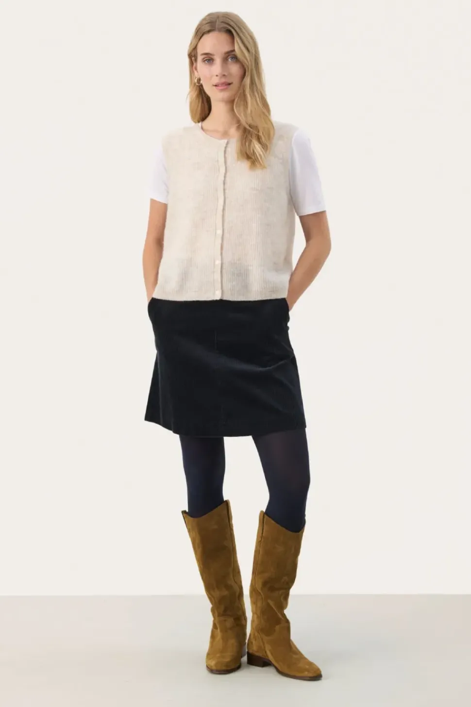 Part Two Knitted Waistcoat birch melange