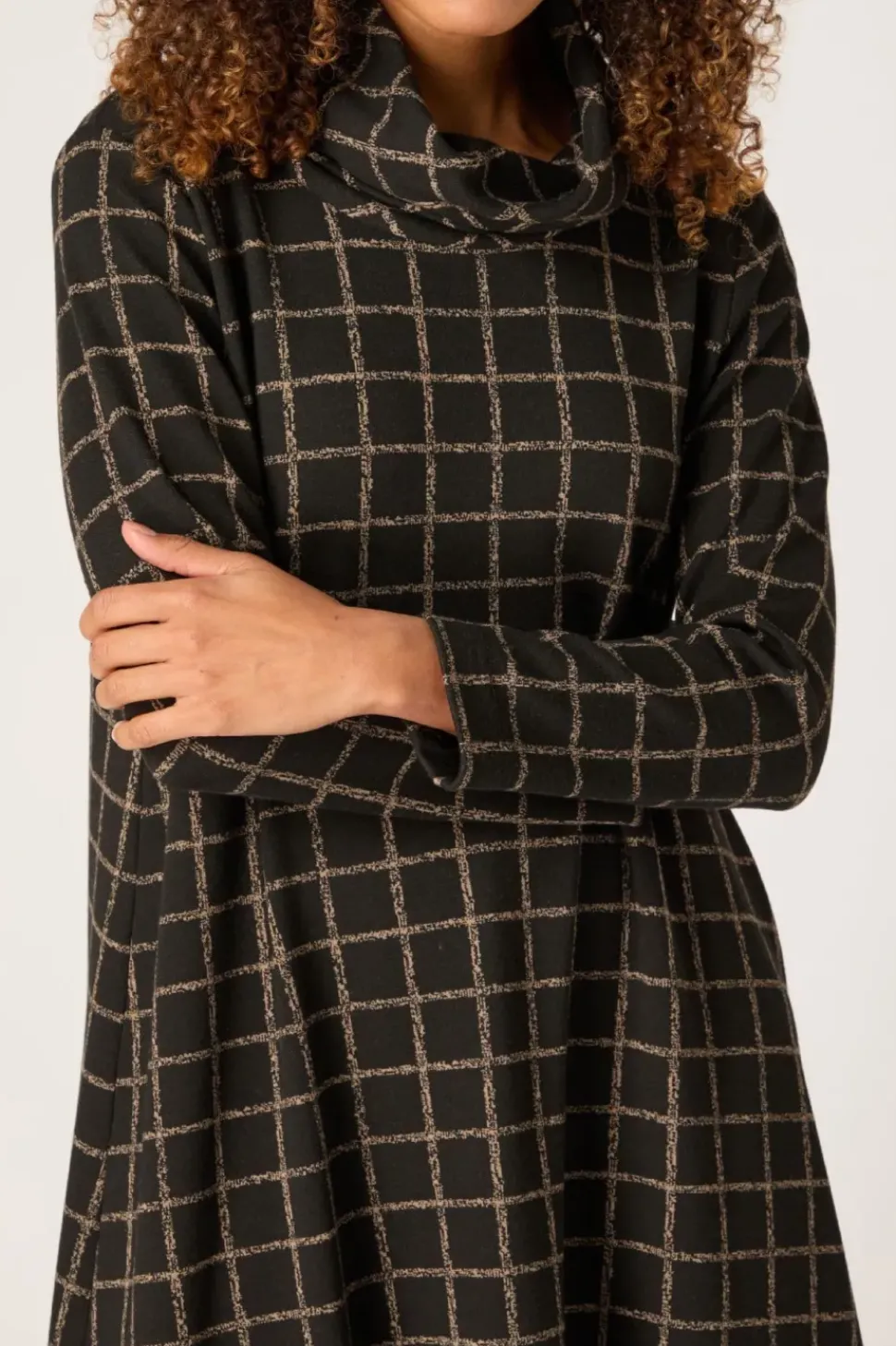 Sahara Broken Check Jersey Dress black/taupe