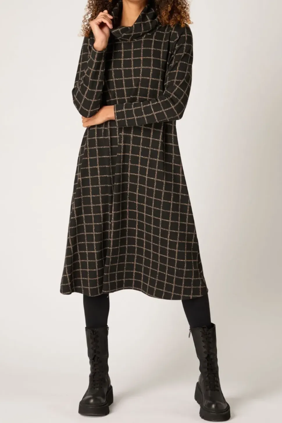 Sahara Broken Check Jersey Dress black/taupe