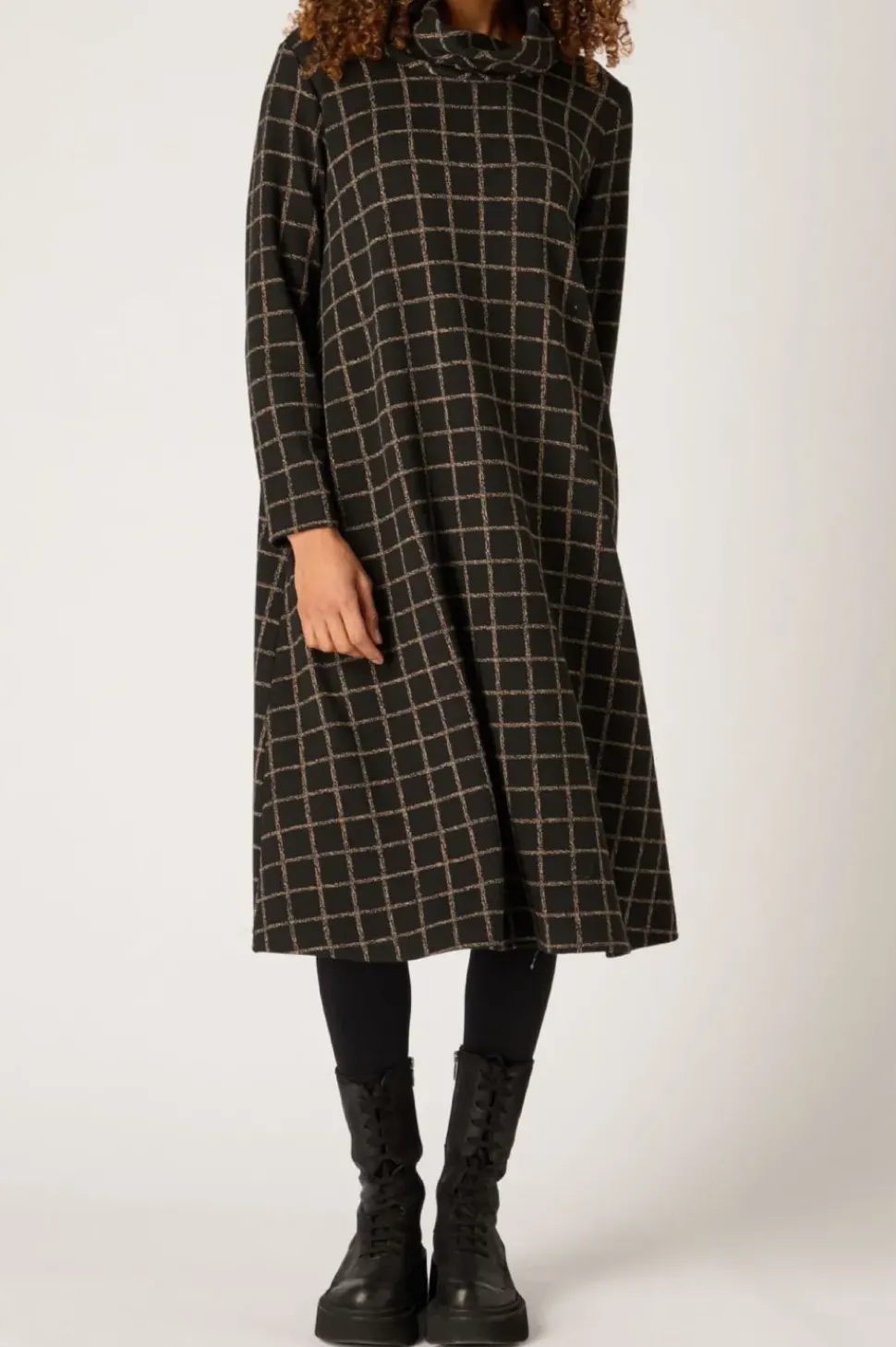 Sahara Broken Check Jersey Dress black/taupe