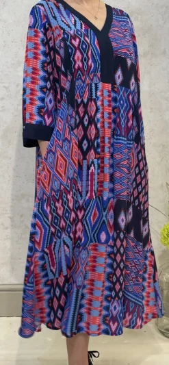 Sahara Diamond Geo Patchwork Dress multi