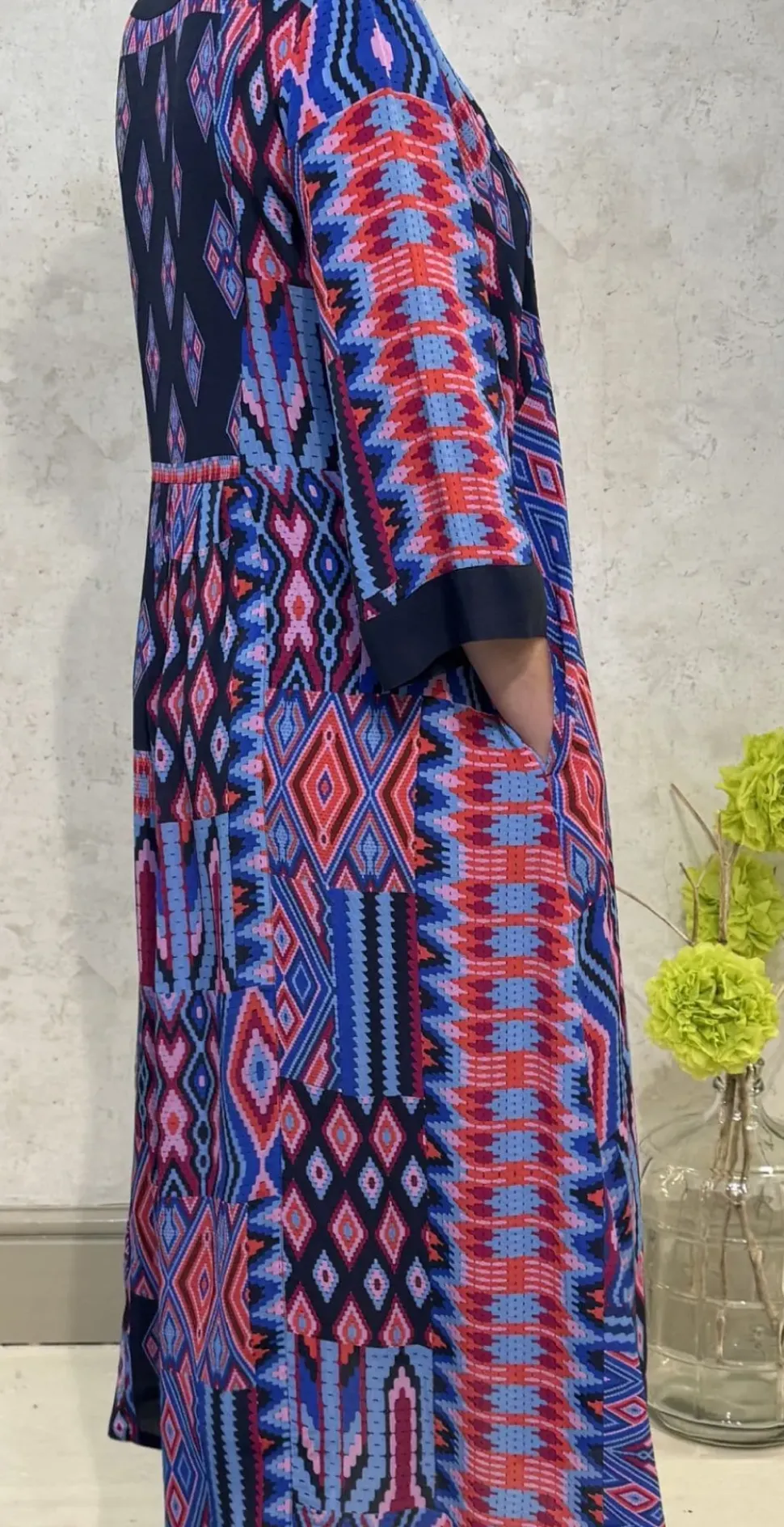 Sahara Diamond Geo Patchwork Dress multi