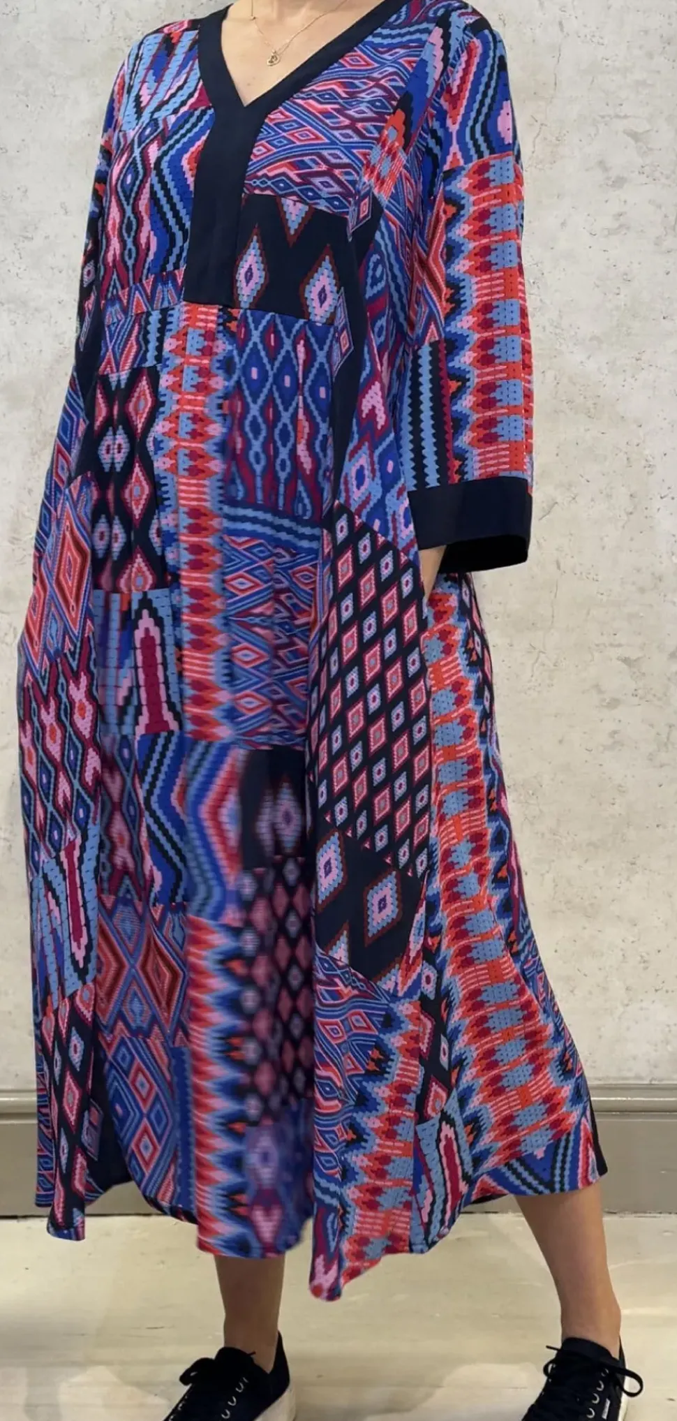 Sahara Diamond Geo Patchwork Dress multi