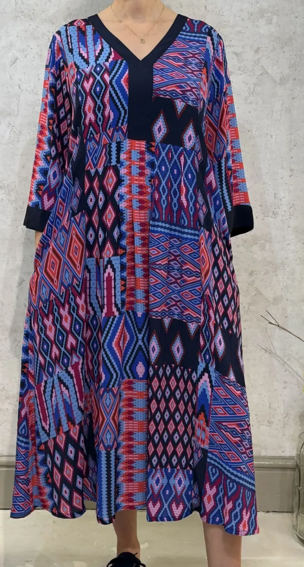 Sahara Diamond Geo Patchwork Dress multi