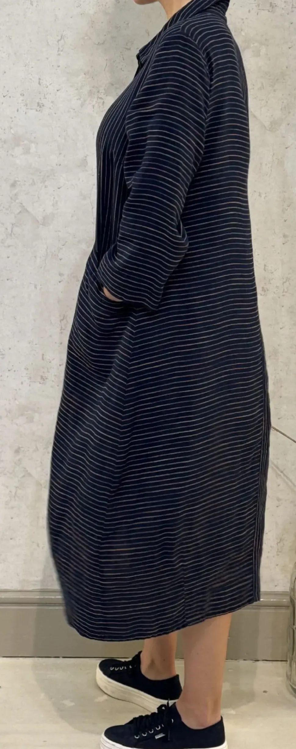 Sahara Linen Space Dye Shirt Dress navy