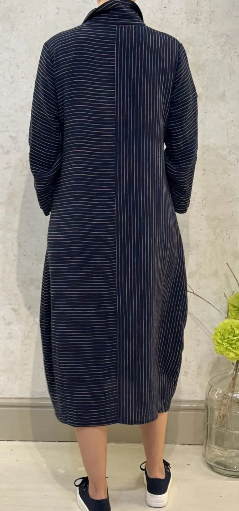 Sahara Linen Space Dye Shirt Dress navy