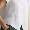 Sahara Waffle Linen Top white