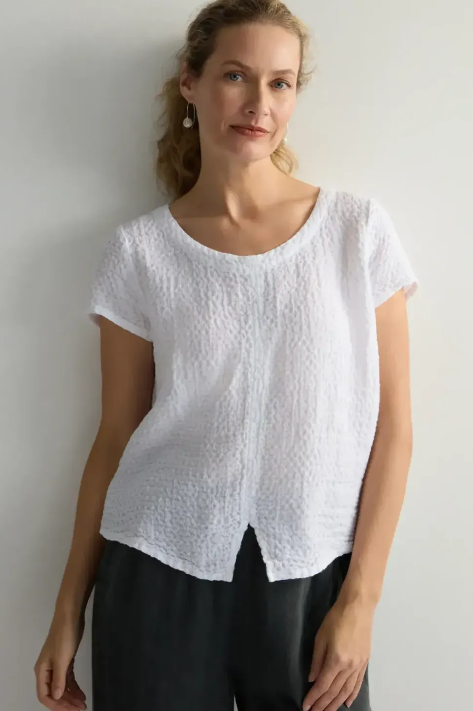 Sahara Waffle Linen Top white